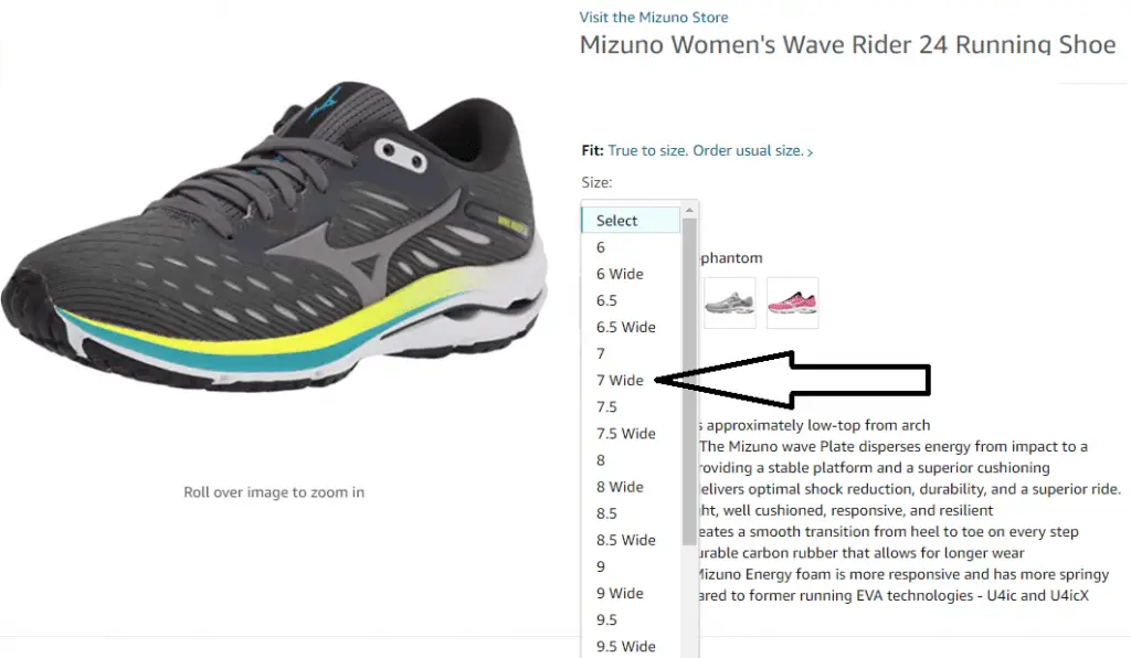 How to select the wide size for Mizuno shoes