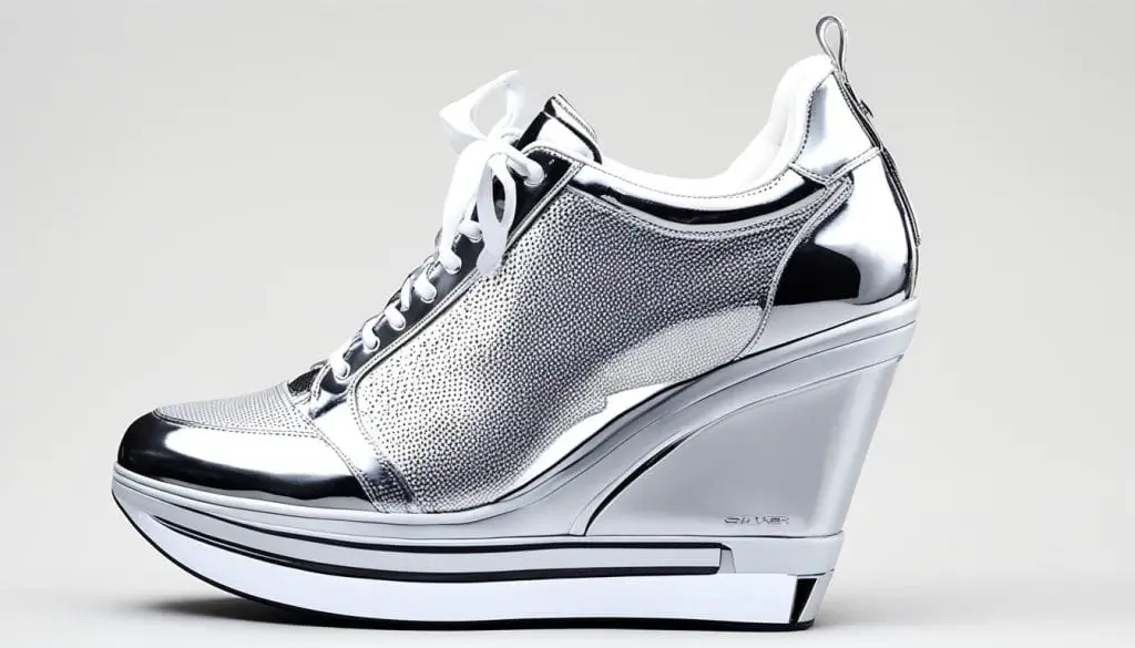 athletic-inspired silver wedges