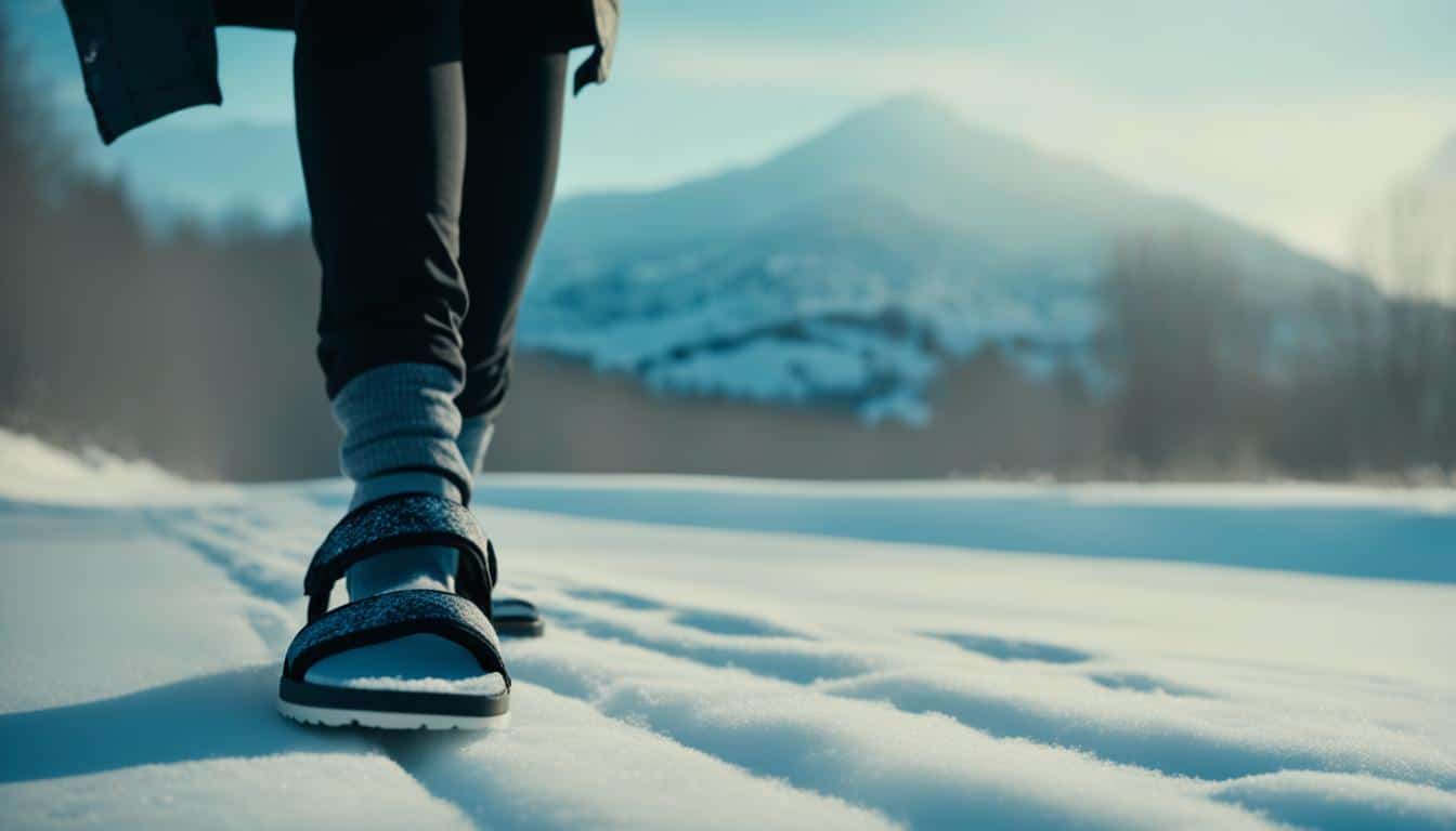 wearing sandals in winter