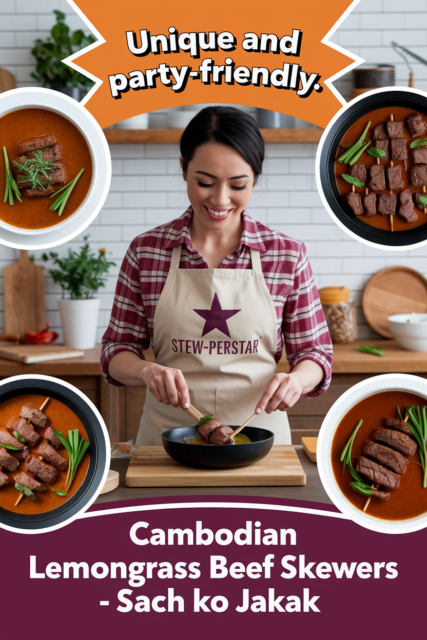 Cambodian Lemongrass Beef Skewers - Sach Ko Jakak