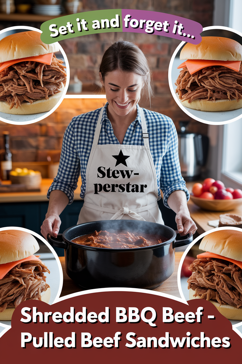 Shredded BBQ Beef - Pulled Beef Sandwiches