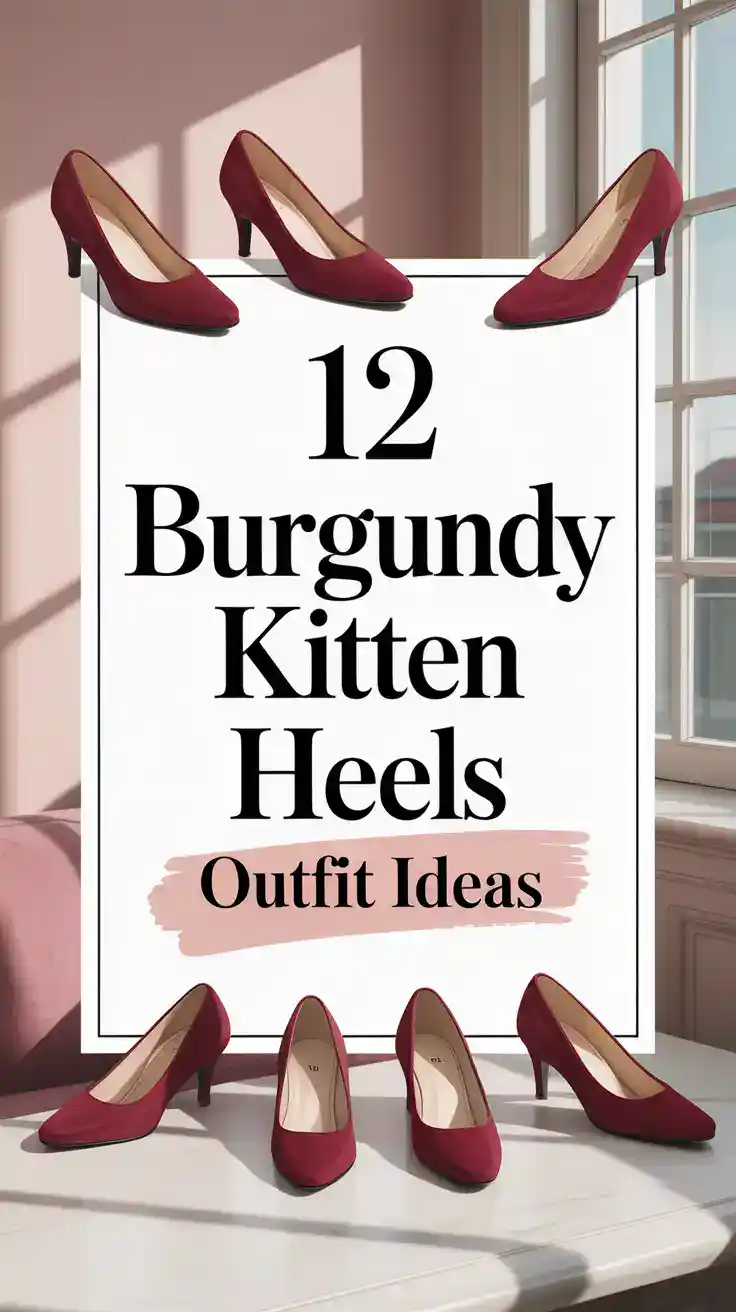 Burgundy Kitten Heels Outfit