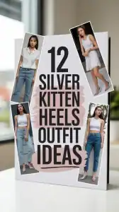 Silver Kitten Heels Outfit