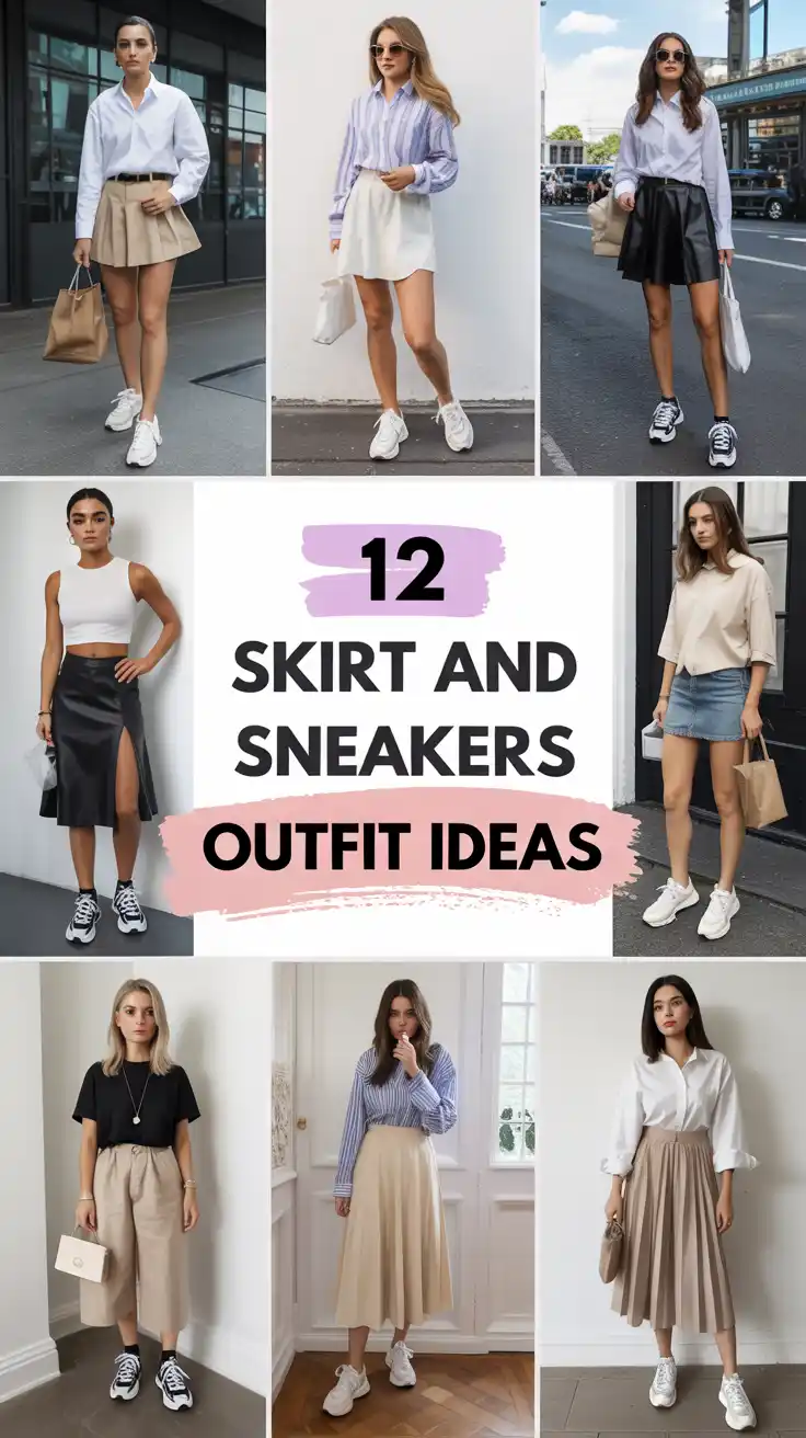 Skirt and Sneakers Outfit