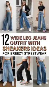 Wide Leg Jeans Outfit With Sneakers