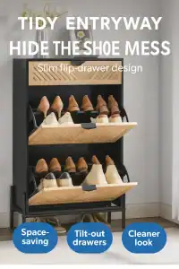 Shoe Cabinet Storage with 2 Flip Drawers